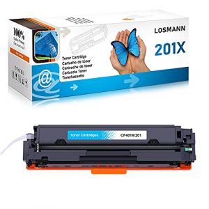 LOSMANN Toner Cartouche de Toner de Remplacement pour HP 201X CF400X CF401X CF402X CF403X pour HP Color Laserjet Pro MFP M277dw M252dw M277n M252n M274n M277c6 M277 M252 ( 1 x Cyan ) (LOSMANN, neuf)
