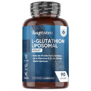 Glutathion Liposomal R&eacute;duit 1000mg - 90 G&eacute;lules Vegan &ndash; Glutathion Liposomal Vitamine C, Acide Hyaluronique, Acide Alpha-Lipo&iuml;que - Phospholipides de Tournesol - sans Soja et sans OGM (Comfort Click, neuf)