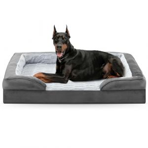 Panier Chien Grande Taille XXL Orthopédique, Memoire de Forme Lit pour Chien Dehoussable Lavable, Canapé Chiens Antidérapant Imperméable, 122x89x17 cm Gris (Topets-EU, neuf)