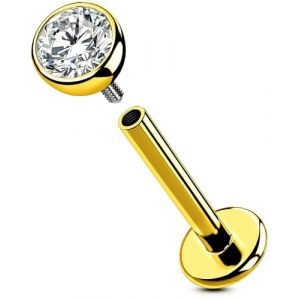 OUFER Body Piercing Labret Piercing labret Stud en titane dor&eacute; pour h&eacute;lix 6/8/10/12mm bijoux de 16g cartilage Earrings Lip Helix Tragus Conch Piercing Jewellery (OUFER Body Piercing, neuf)