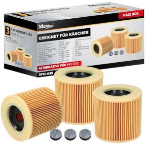 McFilter I 3 filtres compatibles avec les aspirateurs K&auml;rcher WD1 WD2 WD3 3.200 3.500 P Kit d'extension Premium MV2 MV3 A2054 A2101 A2254 A2604 SE 4001/4002, remplace KFI 3310 6.414-552.0 547.0-772.0 (jokafilter, neuf)