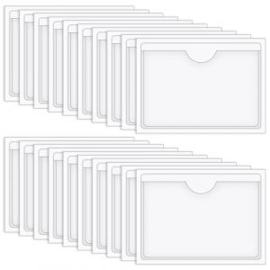 Vicloon Pochettes Adhésive Transparente, 20Pcs Pochette Autocollante, Poches pour Cartes de Visite Autocollantes Ouvertes Sur Le Côté pour Permis de Stationnement Carte de Visite Permis de Conduire (BEST-SELLER5, neuf)