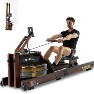 ISE Rameur Pliable &agrave; Eau Fitness, Rameur d'Appartement Pliable Maison/Bureau, avec Pompe &agrave; Eau, Niveau R&eacute;sistance 30KG Maxi, &Eacute;cran LCD, Si&egrave;ge R&eacute;glable, Water Rowing Machine Roue Transport Rail Lisse (ISE STORE, neuf)