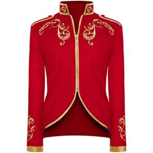 Veste De Costume pour Hommes Jacquard Gothique De Style EuropéEn Prince Costume De Palais Costumes Militaire Incrusté d'or Veste Carnaval Cosplay Slim Fit Manteau Blazer brodé rétro Steampunk 1989 (SDGR Fashion, neuf)