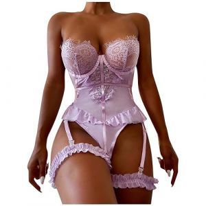 YESOK 2023 Lingerie Femme Club Libertin Sexy Coquin Tenue Femme Sexy Latex Luxe Jupe Érotique Guepiere Ouverte Body Coquine Hot Luxe Combinaison Dominatrice Robe Cosplay Cuir Catsui Hard String #001 (GMGMY, neuf)