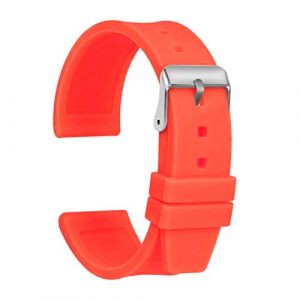 ULLCHRO Bracelet Montre Haute Qualité Remplacer Silicone Bracelet Montre Imperméable Flexible Lisse - 16,18,20,22,24,26,28mm Caoutchouc Montre Bracelet avec Acier Inoxydable Boucle (20mm, orange) (Ullchro-EU, neuf)