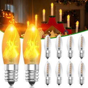 BrightArk 10 pi&egrave;ces E10 15-55V Led 0.2W Ampoules rempla&ccedil;antes Ampoule &agrave; incandescence Blanc chaud 1800K, Lumi&egrave;re &agrave; effet de flamme Lumi&egrave;re clignotante pour Halloween, Feux de chemin&eacute;e, Guirlandes lumi (BrightArk-EU Direct, neuf)