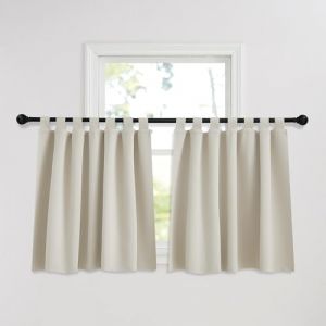 PONY DANCE Rideaux Cuisine Occultants Court Thermiques Isolation, Décoration de Fenêtre pour Chambre Maison pour Petit Fenetre à Pattes, 2 Pièces, 140x90cm(LxH), Beige Clair (RYB HOME EU, neuf)