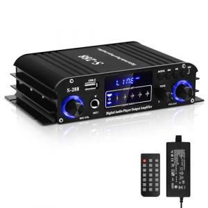 Amplificateur Audio,Amplificateur Bluetooth HiFi,Mini Audio Stéréo Récepteur,S-288 12v/220v 600w 4-Canaux Ampli Voiture Univer Hifi Numérique w/LCD Écran,RadioFM,BT,EntréeUSB,pour La Maison/La Voiture (Sikkeby-FR, neuf)