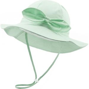 DRESHOW Chapeau de Soleil Bébé Unisexe en Pliable Protection Anti-UV Solaire Plage Chapeaux de Soleil Enfant Bonnet d'été avec Nœud Bébé Fille UPF 50+ (Dreshow, neuf)