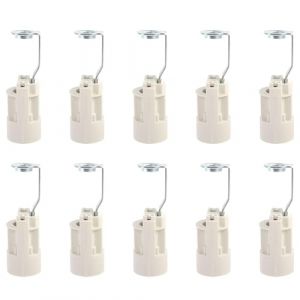 10Pcs Culot E14 R&eacute;glable pour Ampoule LED - Convertisseur Douille &agrave; Ba&iuml;onnette - Support de Lampe &agrave; Bougie (Blanc) (ISPAS STORE S.R.L.*, neuf)
