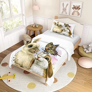 ENEN Housse de Couette Enfant, 3D Lapin Parure de Lit Enfant, Housse de Couette + 1/2 Taie d'oreiller, Microfibre, Housse Couette Ado Garçon Fille (90x190cm,Papillon) (EnEn, neuf)