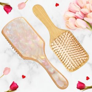 Brosse à cheveux pour dames,Brosse à chignon lisse pour décoller les cheveux Convient à toutes les coiffures,Brosse en bois naturel et bambou de haute qualité pour masser le cuir chevelu (Cainor-Globally, neuf)