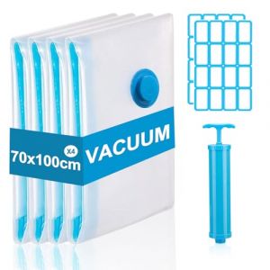 Sac Voyage Sous Vide,Sac de Compression Voyage 70x100cm,Housse Rangement Couette R&eacute;utilisable,Sacc a Dos Sous Vide Voyage avec Pompe pour Pulls,Chemises,Voyages,La couleur de l'&eacute;tiquette est al&eacute;atoire (JUNNING STORE, neuf)