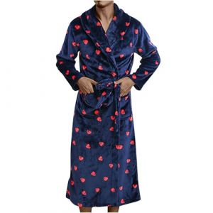 AEGJEGVD Robe de Chambre Homme Polaire Longue Peignoir Robe d'Interieur Hiver Chaude Doux Microfibre Flanelle Hommes Peignoir Polaire Hiver Chaud Manteau d'int&eacute;rieur Homewear Pas Cher Cadeau Noel (⭐⭐⭐⭐⭐AEGJEGVD⭐⭐⭐⭐⭐, neuf)