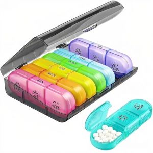 ONGNIUU Pilulier Semaine Matin Midi Soir, Piluliers Medicaments 7 Jours 3 Compartiments, Pilulier Portable et &eacute;tanche &agrave; L'humidit&eacute;,pour Vitamines, Suppl&eacute;ments et M&eacute;dicaments (Color&eacute;) (CIURARU ONLINE MARKET S.R.L., neuf)