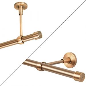 Tringle &agrave; rideau cuivre antique, 320 cm, 1 voie, 19 mm, m&eacute;tal, fixation au mur ou au plafond, Embout droit (trendyhome, neuf)