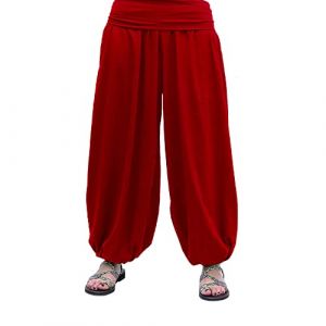 SAVARI | Pantalon Bouffant | Mod&egrave;le Aladin | Harem | avec Un Style Oriental, Large, Long et Confortable | Id&eacute;al pour Le Yoga | Femmes et Hommes | Lisse | Vin | Taille XL | Grandes Tailles Disponibles (Savari Tienda Online, neuf)