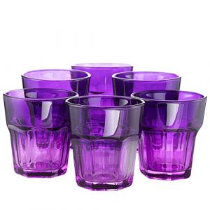 TREND FOR HOME 6 Verres Colorés 280 ml Lot de Verre a Eau Couleur Verre Violet Verre Coloré Verres à Jus et Soda Verre à Pastis Verre à Cocktail Tumbler Gobelet Couleur | Gigi Mysterious Twilight (Trend Ecommerce, neuf)
