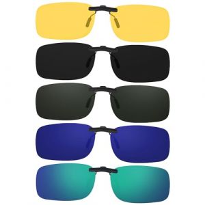 ZITUZY 4 Pi&egrave;ces Clip Solaire pour Lunettes De Vue, Clip Lunettes de Soleil Polaris&eacute;es, Anti-UV Clip Lunettes de Soleil, pour l'ext&eacute;rieur, la Conduite, la P&ecirc;che, le V&eacute;lo (5 Mod&egrave;les) (ZITU-DE, neuf)