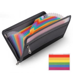 JIANTA Trieur à chèque A6/B6, 13 compartiments, Robuste pochette budget avec fermeture éclair pour le voyage, le bureau, l'école, Accordéon Classeur 25,5x12cm de large pour reçu Bon Billets Recette (JIANTA, neuf)