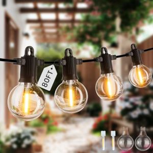 ZOTOYI 80FT Guirlande Lumineuse Exterieure IP65 - Guirlande Lumineuse Guinguette Imperméable avec 35+2 G40 LED Ampoules Blanc Chaud, Chaîne Lumiere Exterieur pour Rêveillon Restaurant Bar Piscine (ZOTOYI-EU, neuf)