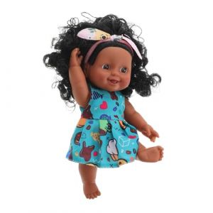 VANZACK Poup&eacute;e R&eacute;aliste Vinyle Souple et Flexible Poup&eacute;e Afro Noire avec Cheveux Boucl&eacute;s Compact et Vivant pour Compagnonnage et Jeu Cr&eacute;atif Couleur Al&eacute;atoire Couleur Al&eacute;atoire (Theo Lian, neuf)