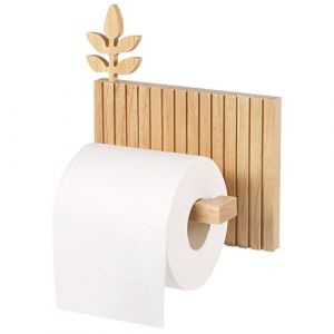Porte-papier toilette en bois avec motif de feuilles, fixation murale, lattes rustiques, rangement salle de bain (Wiseyan, neuf)