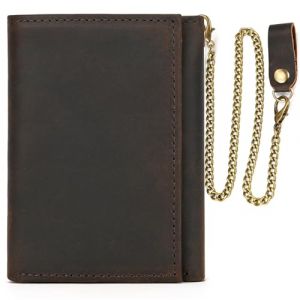 newsbirds Portefeuille Biker Homme en Cuir de Vachette v&eacute;ritable avec cha&icirc;ne en m&eacute;tal, Petit Portefeuille pour Homme et Porte-Cartes Poche en espece Classique Porte Feuille, 6006 Marron fonc&eacute; (Shopping-for-Fun-UK, neuf)