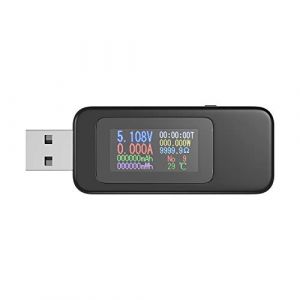 Aideepen Testeur USB Voltmètre Multimètre USB Testeur de tension Testeur de courant de tension Compteur de puissance USB, Voltmètre à affichage couleur Ampèremètre Tension Courant 0-5.1A 4-30V (Aideepen-EU, neuf)