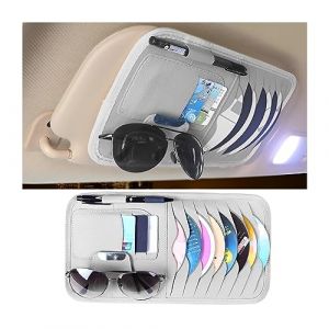 JNNJ Étui à CD de Voiture pour Pare-Soleil, Organisateur Pare Soleil de Voiture, Voiture Poches de Rangement Billets DVD et Cartes, Cuir Poche pour Accessoires Intérieurs Automatiques(Gris) (KJHmaoyi, neuf)