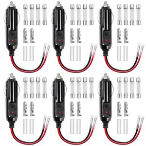6Pièces Adaptateur Mâle pour Allume-Cigare avec Câble d'alimentation 16 AWG 12V/24V Universel, Prise mâle de l'allumeur de Cigarette Voiture pour onduleur de Voiture Pompe à air Tasse électriqu (Jiake's store, neuf)