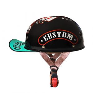 BGMKE R&eacute;tro Ouvert Casque De Moto ECE Homologu&eacute; Casquette De Baseball Demi-Casques Hommes Femmes Casque Jet pour Scooter Cyclomoteur Cruiser Bols Casque Street Casque Semi-Ouvert Moto (helejiuyamaxunshiwode555, neuf)