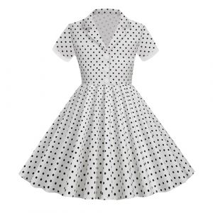 Robe C&eacute;r&eacute;monie Vintage Fille Enfant Robe Rockabilly Ann&eacute;e 50/60 Retro &agrave; Pois Polka Dot Imprim&eacute; Floral Robe Pin Up de Soir&eacute;e F&ecirc;te Cocktail No&euml;l Mariage sans Manches A-Ligne Dress de Princesse 3-8 Ans (⭐⭐⭐⭐⭐AEGJEGVD⭐⭐⭐⭐⭐, neuf)