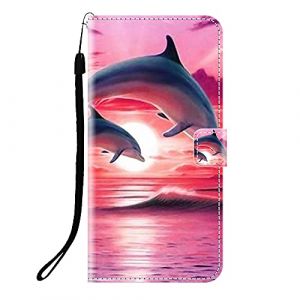 Sunrive Coque Compatible avec WIKO Y62, Housse Mignon &Eacute;tui avec Fonction de Support Etui Protecteur Protection Portefeuille Cas Magn&eacute;tique PU Cuir(Q Dauphin)+Stylet OFFERTS (sunrive, neuf)