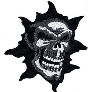 Skull T&ecirc;te de Mort aufris Evil deathhead Biker Death M&eacute;tal Patch &eacute;cusson Badge (Aufn&auml;hershop, neuf)