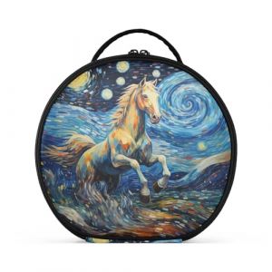 Cheval De Dessin Animé Aquarelle Oeuvre Créativité Trousse Sac Cosmétique Circulaire de Maquillage Pochette Sacs avec Cloisons Amovibles pour Voyage Filles (HULAHULA, neuf)