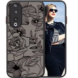 POUHYE Coque pour Honor 90 5G Etui, Case de Protection Antichoc en Silicone Souple, Coque Mate Translucide Anti-Rayures Dur PC, Housse Prot&eacute;ger L'appareil Photo, 3D Imprim&eacute; Rose Design (SUPGUARD-EU, neuf)