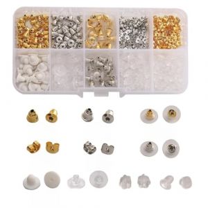 450 Pi&egrave;ces Fermoirs de Boucles d'Oreilles 10 Styles Poussette Boucle Oreilles en M&eacute;tal Caoutchouc Plastique S&eacute;curis&eacute; Fermoirs Bouchons &agrave; Tige Cr&eacute;oles Fermoirs Poussoirs ​Clips Bullet Papillon Forme (Dengchaoshi, neuf)