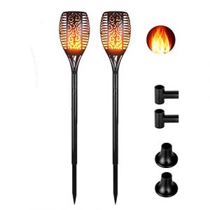 IMAGE Lampes Torche Solaire de Jardin Flamme Lampe Solaire Vacillante d’Extérieur Etanche lampe solaire flamme 96 LEDs Dansant avec Commutateur Automatique pour/Chemins/Cour/Noël/Mariage-Lot de 2 (IMAGEFRONT, neuf)