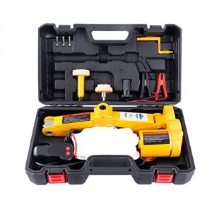 CarBole Cric Electrique de Voiture 3T DC 12 V, Gamme de levage 12-45cm,Cric de levage &agrave; ciseaux,Pour tous les types de v&eacute;hicules de moins de 3T (Jaune) (CarBole, neuf)