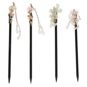 CALLARON 4pièces Pince à Cheveux Rétro Accessoires De Coiffure Chinois Épingles à Cheveux Vintage Pour Chignons Décoration Traditionnelle Et Qipao (Raindrops On Roof, neuf)