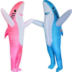 FXICH Costumes requin gonflables,Costume requin adulte Halloween costume de carnaval fête shark costume (requin adulte bleu&rose) (FXICH, neuf)