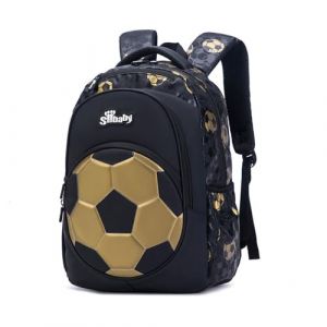 Sac a Dos Enfant Cartable Fille Primaire, Treer Motif Football 3D Cartable Garcon Primaire 16", Cartable Stitch Oxford Imperméable Cartable pour Garçons Filles (Or Football) (Treer, neuf)