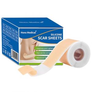 Pansement Silicone Cicatrice, Silicone Scar Tape, Silicone scar Sheets, Pour Chirurgie, C&eacute;sarienne, Abdominoplastie, Cicatrices Ch&eacute;lo&iuml;des, Br&ucirc;lures, R&eacute;utilisable, 1.6" x 118"/4 x 300cm (BozeRICH, neuf)
