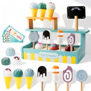 ZUSUZU Glacier en Bois pour Enfant,Glacier Jeu Accessoires de Cuisine,Jouets de Cr&egrave;me Glac&eacute;e en Bois pour Enfant,Glaciers Enfants Boiss,Marchande en Jeu &Eacute;ducatif Cadeaux pour Fille 3 4 5 6 Ans (LIANA DECORATIVE S.R.L., neuf)