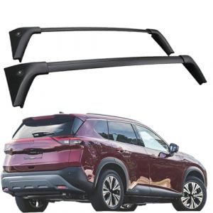 Barres De Toit pour Nissan X-Trail T33 2020 2021 2022 2023 2024, Voiture Porte Bagages Aluminium Galerie Toit, Paire d&eacute;di&eacute;es antivol Barres Noires Noir Argent,Black (凤翔九州, neuf)