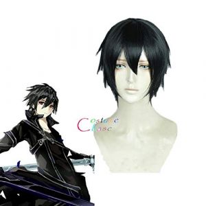 SAO épée Art en ligne Alicization Kazuto Kirigaya Kirito noir court résistant à la chaleur cheveux synthétiques Cosplay fête + casquette de perruque gratuite (good stuff A, neuf)