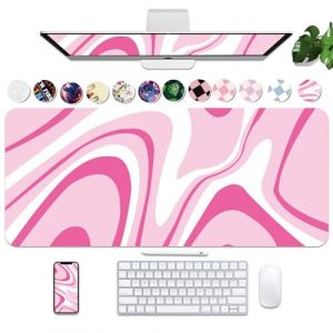 Tapis de bureau en Cuir Rose, Large et Antid&eacute;rapant, Tapis Protecteur Imperm&eacute;able pour Souris et Clavier (JOYXEON-FR, neuf)