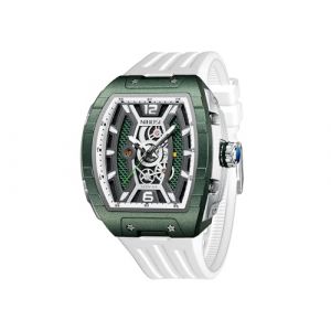 NIBOSI Montre-bracelet carr&eacute;e pour homme, &eacute;tanche, lumineuse, &agrave; quartz, analogique, bracelet en silicone (vert) (NIBOSI Watch Official Store UK, neuf)